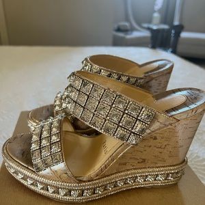 Curtain Louboutin ECU 110mm Liege Pepite Wedge - 36